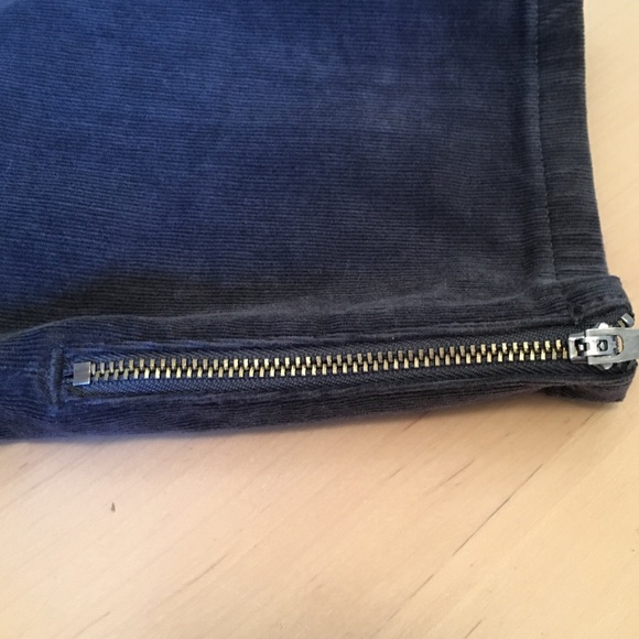 Gray cropped cord pant zipper at bottom - Picture 8 of 8